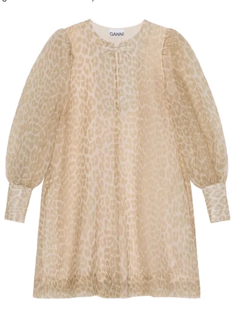 Ganni Beige Animal Print Mini Dress
